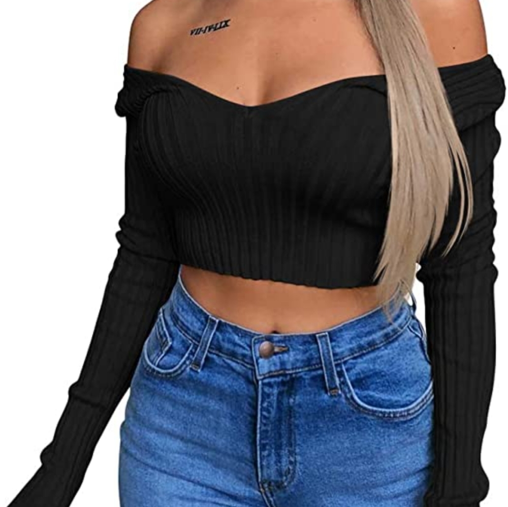 Off shoulder Crop Sweater